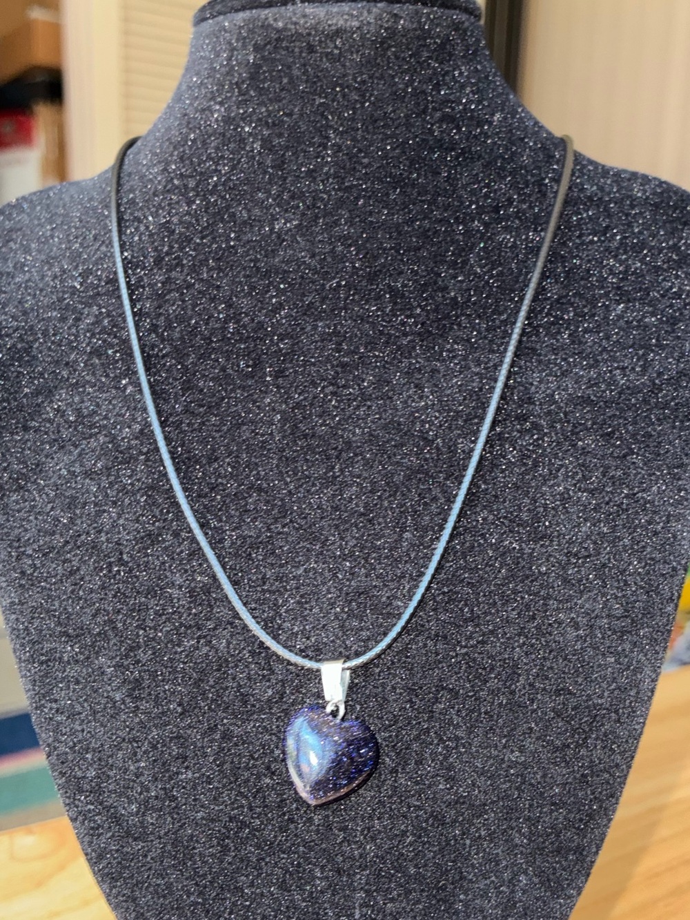 Sparkling Blue Sandstone Heart Pendant Necklace - Women's Jewelry